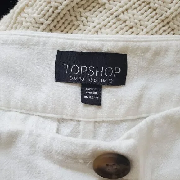 💛TOPSHOP💛 Horn Button Crop Wide Leg Trousers - [size 6 in Ivory] - Picture 14 of 16
